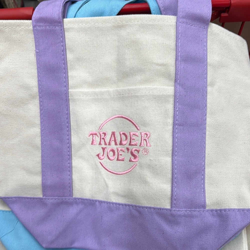 Trader Joe's Purple and Cream Tote Bag